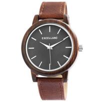 Montre - EXCELLANC - Excellanc - Boîtier bois de santal - Bracelet marron imitation cuir - Diam. 44 mm ruda