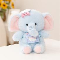 Lovely Cartoon Baby Elephant Plush Toys Soft Fluffy Blue Chef Dressed Elephant Doll Gentle Children Appease Toys Nice Gift 25cm mėlyna