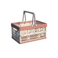 Thickened Portable Picnic Basket Large Capacity Plastic Storage Box Folding Storage Basket  Camping S rožinė