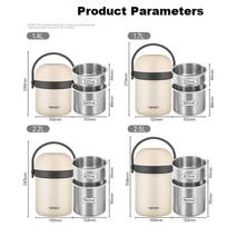 TAFUCO (TAFUCO) Insulated Lunch Box, 316 Stainless Steel Portable Thermos, for Office Workers And Students, Meal Container, T0313 Grass Green, 1.7L