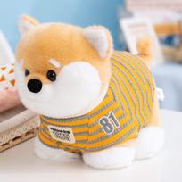 Kawaii Plush Animal Trio Shiba Inu In Striped Sweater Gray Elephant With Pink Collar Cream Poodle In Gift Stuffed Bedroom 22cm