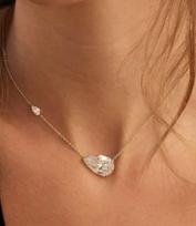 Stainless Steel 18K Gold Plated Crystal Pear Drop Pendant Necklace Link Chain Party 40+5cm Extend Chain Fashion Jewelry Women auksas