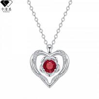 Dopamine Heart Flower Pendant Necklace Women Lightweight Copper Chain Jewelry Minimalist Luxury Layering Collarbone In Red
