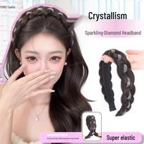 Widened Cap White Five-Strand Twist Headband Wig for Women: Volumizing High Skull Top Hair Accessory