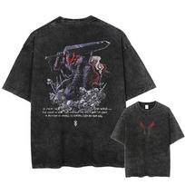 Japanese Anime Berserk Retro Washed Tshirt 2026 Men and Women Summer Harajuku Y2K Clothing Fashion Round Neck Short Sleeved Top 2XL