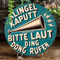 D Flat Iron Round Sign If Doorbell Broken Please Shout Ding Dong Wall Art Decor for Home Office Studio Bookstore xcm 20x20cm(8x8inch)