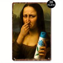 D Flat Mona Lisa Vintage Aluminum Sign Funny Bathroom Metal Poster Wall Art xin 20x30cm（7.8x11.8inch）
