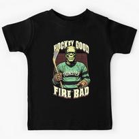 Ice Hockey Player Funny Halloween Frankenstein Fire Bad Kids T-Shirt 120