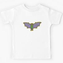 Vibrant Bat Embroidery Style Cute Gothic Art Kids T-Shirt 140