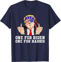 Funny Donald Trump Middle Finger Biden Harris America Unisex T-Shirt XXL