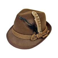 Outdoor Events Dress Up Oktoberfest Hat Fedora Hat Bavarian Feather Decors Hat Panama Jazz Costume Cosplay Cap Party Photo Props tamsiai ruda spalva