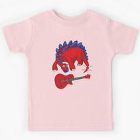 Dinosaur Playing Electric Guitar ,Funny Good Dinosaur Electric Guitar Lovers Cool Red Blue Design Kids T-Shirt 150