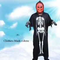 Timeless Design Skeleton Ghost And Devil Mask Halloween Costume For Unisex Adults B-3pcs(Clothes+Mask+Glove)