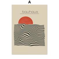 „Bauhaus“ geometrijos linijos Saulės jūra Modernus abstraktus Šiaurės šalių sienų meno plakatas ir spaudiniai, drobės tapybos paveikslėliai, skirti svetainės dekoravimui 21*30cm