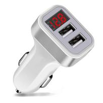 Mobile Phone Car Charger Dual Usb Charger Adapter With Led Display Voltage Current Low Voltage Warning Charging For Phone Tablet sidabras