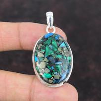 Copper Azurite Malachite Pendant 925 Sterling Silver Pendant Dainty Gemstone Jewelry Handmade Stylish Pendant Gift For Women Amazing Pendant