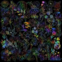 100 lapų skaidrūs lazeriniai lipdukai gėlių augalų lipdukai PET Creative retro lazerinis vadovas Holografiniai lipdukai 100pcs