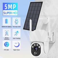 5MP IP Solar Power WiFi Camera PTZ Outdoor IP66 Waterproof 8000mAh Built-in Battery Surveillance Cam PIR Human Detection 5X Zoo 5MP 1PCS NO SD Card