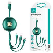 Usams Cable U69 3in1 1m Green/Green(Lightning/Micro USB/USB-C) Sj508Usb03 (Us-Sj508)