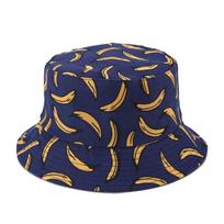 „Doube Side Bucket“ skrybėlė vyrams moterims „vasarinė kepurė“ su bananais „Bob“ unisex skrybėlė „Hip-hop“ žvejybai skirta žvejo kepurė mėlyna