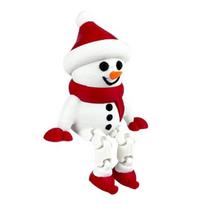 Kalėdų Sniego Senio Figūrėlė 3D Spausdintas Sėdintis Sniego Senis Ornamentas su Judančiomis Jungtimis Žiemos Namų Biuro Stalo Dekorui Snowman