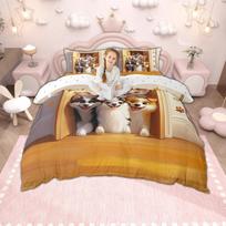 Homewish Juokingas Katės Šuns Antklodės Užvalkalų Rinkinys Vaikams Berniukams Mergaitėms Mielas Gyvūnų Patalynės Rinkinys Kawaii Gyvūno Antklodės Užvalkalų Rinkinys EU Single(135*200cm)3pcs