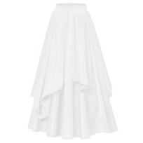 Trendy European & American Halloween Costume: Women's Irregular Mid-Length Skirt with Elastic Waist M white