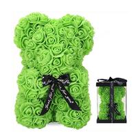 Preserved Flower Rose Bear Valentine's Day Mother's Day Gift Foam Flower Bear One Size žalia
