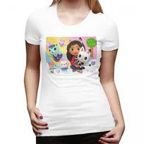 Gabbys Dollhouse Nordic Gabby Cat Pandy Paws TShirt for Women ONeck Streetwear T Shirts Womens Tees Short Summer Clothes Tops S