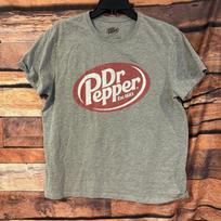 Dr Pepper Vyriški pilki XL dydžio medvilnės mišinio marškinėliai trumpomis rankovėmis su grafiniu spaudiniu, unisex XL