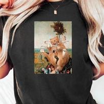 Hieronymus Bosch Ginger Cat Shirt, Renaissance Art Parody Tee, Weird Medieval Mashup S