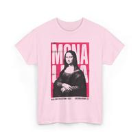 Mona Lisa T-Shirt, Leonardo Da Vinci Fine Art Graphic, Magenta Riso Print Style, Modern Renaissance Masterpiece, Cotton Clothing 3XL