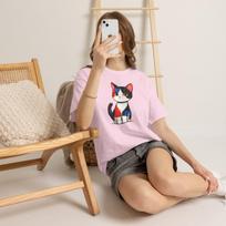 Calico Patchwork Cat T-Shirt | Cute Cat Illustration, Colorblock Kitty 3XL