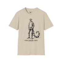 Teacher Lemur T-Shirt: I Teach Therefore I Coffee, Engraving Style L