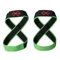 Custom Logo Figure 8 Lifting Straps For Deadlift, Powerlifting, & Cross Training Strong Weightlifting Wrist Straps žalia