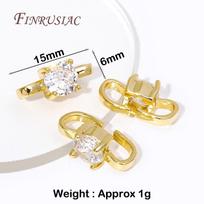 18K Gold Plated 3 Shape Clasps Connectors Zircon Crystal Bracelet Buckle Connector For Jewelry Making DIY Necklace Accessories 2 Pieces
