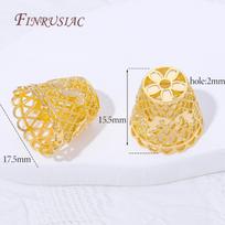 18K Gold Plated Filigree Bell Tassel Cap For Jewelry,Brass Bead End Cap For DIY Earrings,Necklaces,Bracelets Making Accessories 1 piece