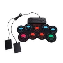 9 Pad Roll Up Electronic Drum Set Portable Silicone Drum Kit Built in Speaker Headphone Jack USB MIDI 8 Demo Songs Dual