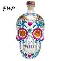 Skull Whiskey Bottle Shape Glass Decanter, 350ml Liquor with Stopper, Collectible Container 3D Gothic Home Bar Decor, Unique Gift for Men Centerpiece
