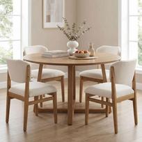 chairus Chaise Salle à Manger Bois Lot de 4 Chaise de Cuisine avec Dossier Incurvé, Chaise Salon pour Chambre, Chenille, Blanc