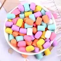 Colorful 3D Miniature Marshmallow Resin Cabochons Artifical Style Charms for Jewelry & Keychain Making Souvenir Use 10x15mm, 100pcs/bag