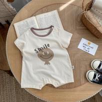 Summer Cartoon Baby Onesie: Cute Short Sleeve Bodysuit for Newborns 90 cm smėlis