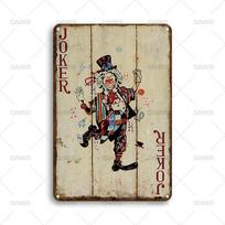 Vintage Game Poster Metal Tin Sign Joker Card Metal Signs for Club Gamer Room Art Decor Plaque Accessories 20x30cm（7.8x11.8inch）