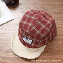 Turmeric Plaid Newsboy Cap for Women Autumn Spring Large Head Slimming Face Beret Painter Hat Children