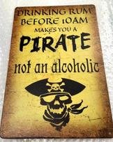 FUN TIN SIGNS Replica Vintage Metal Sign  DRINK RUM PIRATE Lot Aluminumtin sign 20x30cm（7.8x11.8inch）