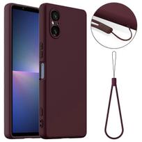 For Sony Xperia 5 V Case Compatible with MagSafe Liquid Silicone Phone Cover with Lanyard - Wine Red Dark Green įvairiaspalvis