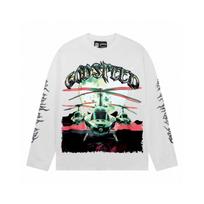 High Street Skull Fighter Vintage Washed Men'S And Women'S Loose Cotton Crew Neck Hip Hop Long Sleeve T-Shirt S balta