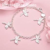 925 sterling silver 8-inch exquisite dragonfly bracelet, fashionable women's party wedding gift jewelry accessories 20cm sidabras