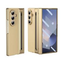Plating PC Hinge Protect Leather Case for Samsung Galaxy Z Fold 8Ultra 7 6 5 4 3 Tempered Glass Film & Pen Slot Shockproof Cover Galaxy Z Fold 8 Ultra