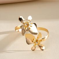 Exaggerated Design Big Flower Bracelet Luxurious Style Double Flower Open Bracelet High-End Three-Dimensional Bracelet auksas